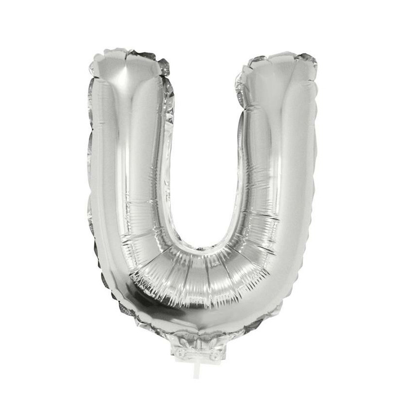 Zilveren opblaasbare letter ballon U