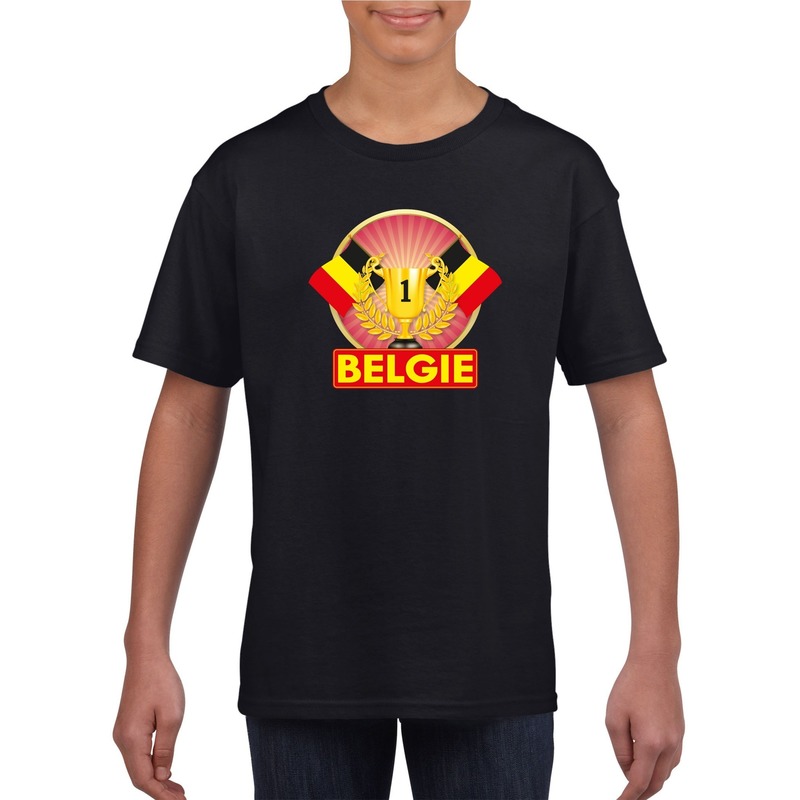 Zwart Belgie supporter kampioen shirt kinderen