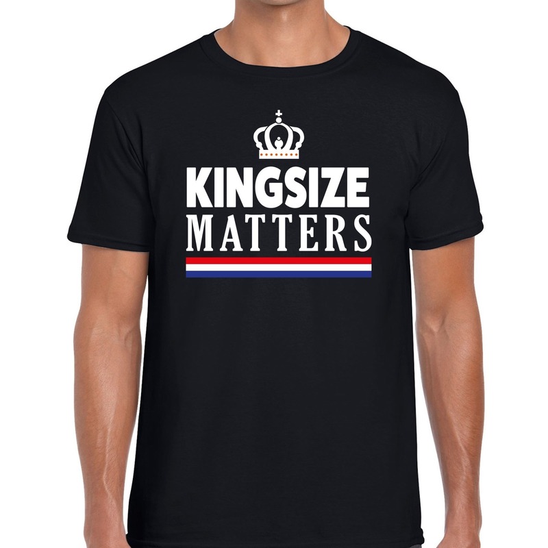 Zwart Koningsdag Kingsize matters t-shirt voor heren
