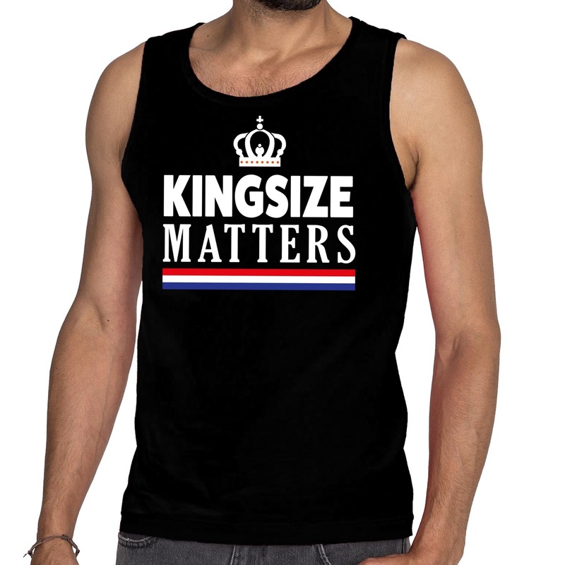 Zwart Koningsdag Kingsize matters tanktop voor heren