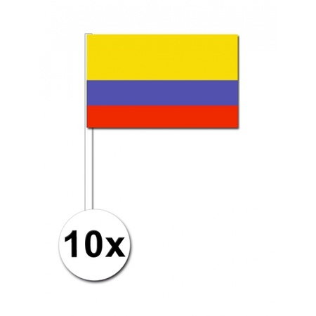 Papieren zwaaivlaggetjes Colombia 10 stuks
