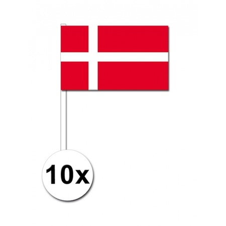 Papieren zwaaivlaggetjes Denemarken 10x