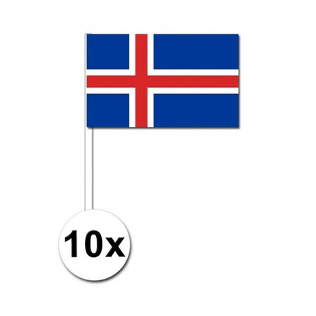 10 papieren zwaaivlaggetjes IJsland 12 x 24 cm