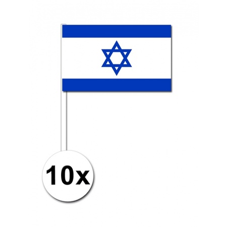 10 papieren zwaaivlaggetjes Israel 12 x 24 cm