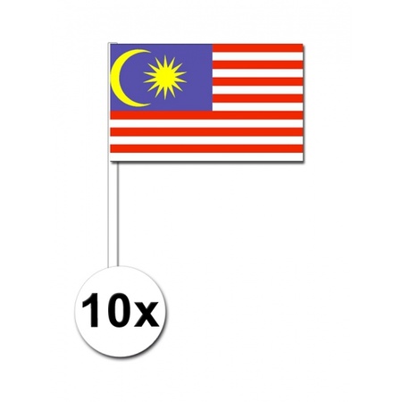 10 papieren zwaaivlaggetjes Maleisie 12 x 24 cm