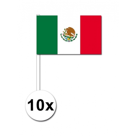 Papieren zwaaivlaggetjes Mexico 10 stuks
