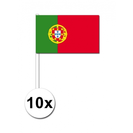 Papieren zwaaivlaggetjes Portugal 10x