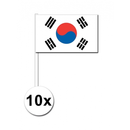10 stuks papieren zwaaivlaggetjes Zuid Korea 12 x 24 cm