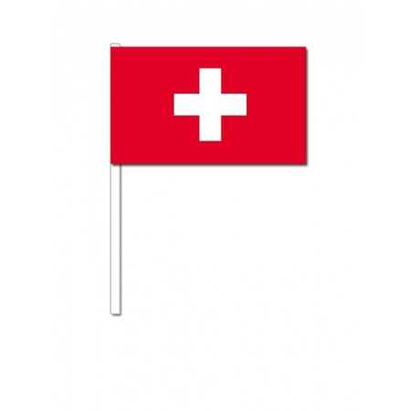 10 papieren zwaaivlaggetjes Zwitserland 12 x 24 cm