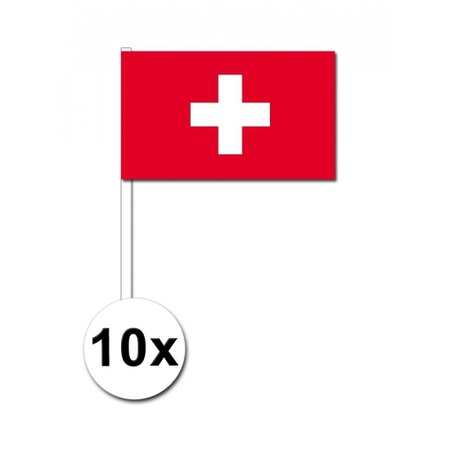 10 papieren zwaaivlaggetjes Zwitserland 12 x 24 cm
