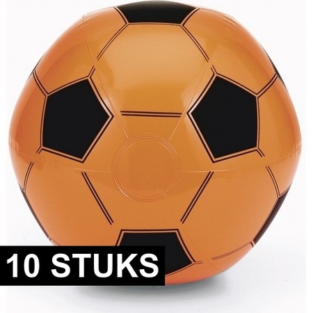 10x Opblaasbare oranje voetbal strandballen speelgoed