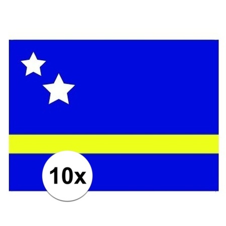 10x stuks Curacao vlaggetjes stickers