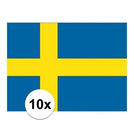 10x stuks Zweden vlaggetjes stickers