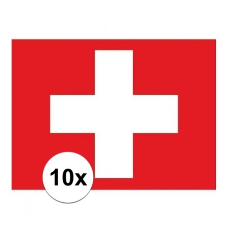 10x stuks Zwitserland vlaggetjes stickers