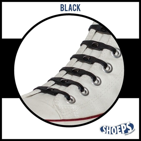 14x Shoeps elastische veters zwart voor kinderen/volwassenen