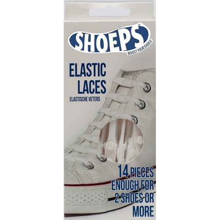 14x stuks Shoeps elastische veters wit voor kinderen/volwassenen