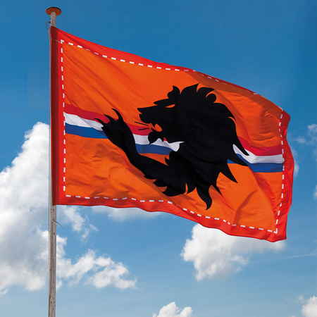 Ek oranje straat/ huis versiering pakket met oa 2x Mega Holland vlag, 100 meter oranje vlaggenlijnen