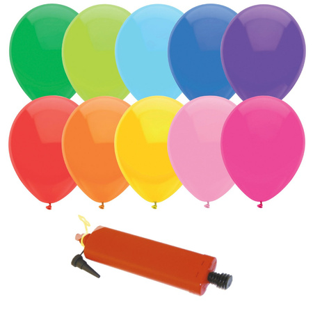 200x Coloured balloons and pump