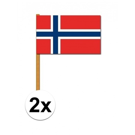 2x Luxe zwaaivlaggen Noorwegen 30 x 45 cm