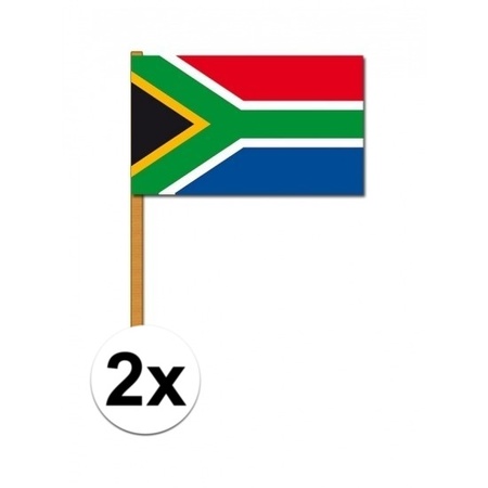2x Luxe zwaaivlaggen Zuid Afrika 30 x 45 cm