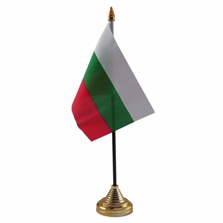 2x stuks bulgarije tafelvlaggetje 10 x 15 cm met standaard