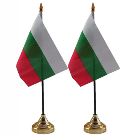 2x stuks bulgarije tafelvlaggetje 10 x 15 cm met standaard