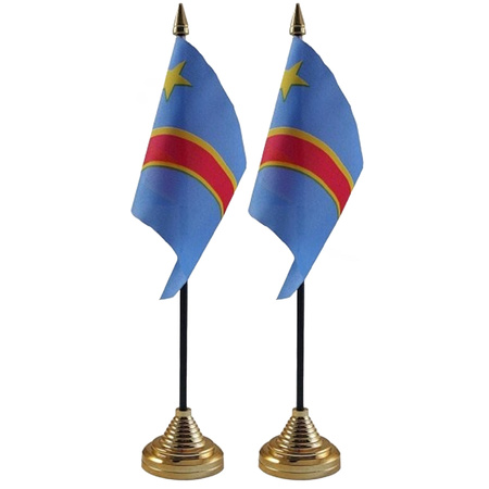 2x stuks Congo tafelvlaggetje 10 x 15 cm met standaard
