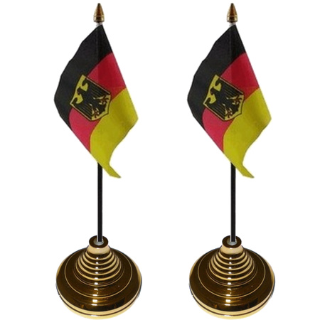 2x pieces germany with eagle table flag 10 x 15 cm with base