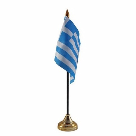 2x stuks griekenland tafelvlaggetje 10 x 15 cm met standaard