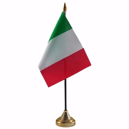 2x stuks italie tafelvlaggetje 10 x 15 cm met standaard