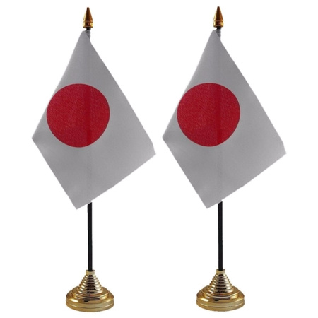 2x stuks japan tafelvlaggetjes 10 x 15 cm met standaard