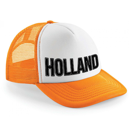 2x stuks oranje/ wit Holland zwarte letters snapback cap/ truckers pet dames en heren - Koningsdag/ 