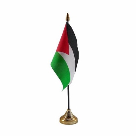 2x stuks palestina tafelvlaggetjes 10 x 15 cm met standaard