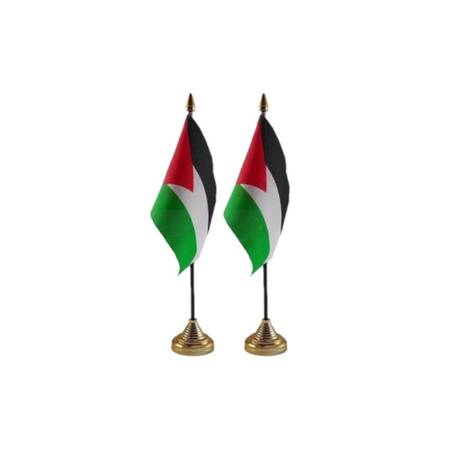 2x pieces palestine table flags 10 x 15 cm with base