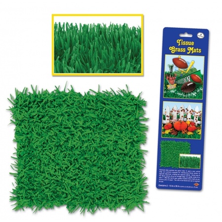 2x pieces Paper decoration grass mats 38 x 76 cm