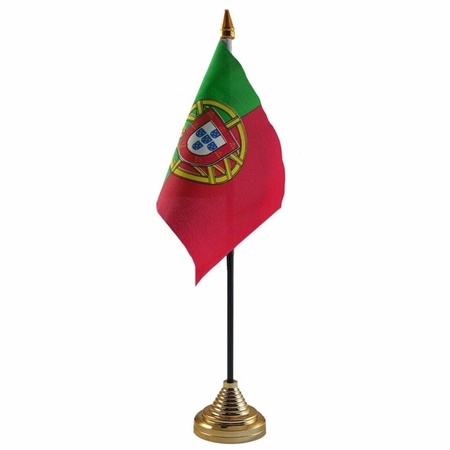 2x stuks portugal tafelvlaggetjes 10 x 15 cm met standaard