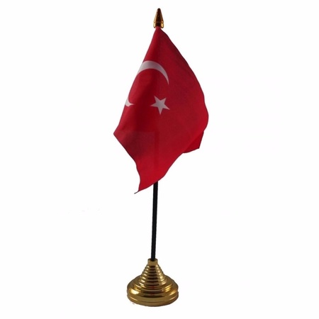 2x Turkey table flag 10 x 15 cm with base