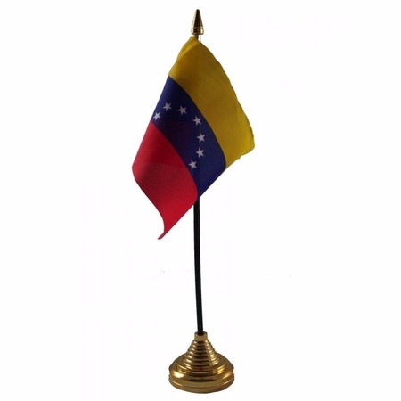2x stuks Venezuela tafelvlaggetjes 10 x 15 cm met standaard