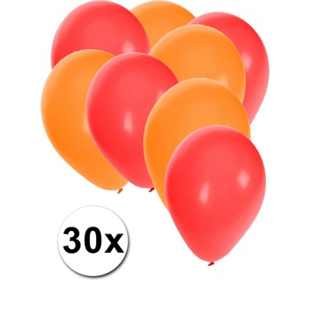 30x balloons red and orange