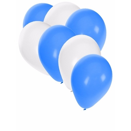 Witte/blauwe ballonnen 30x