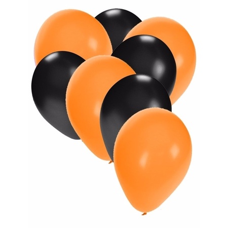Oranje en zwarte ballonnetjes 30 stuks