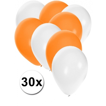 Witte en oranje ballonnetjes 30 stuks