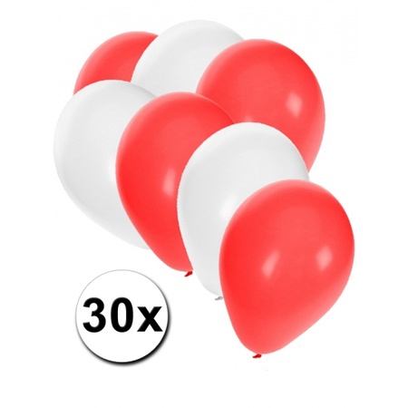 30x ballonnen rood en wit