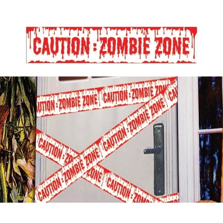 3x Caution Zombie Zone afzetlinten/markeerlinten 6 meter