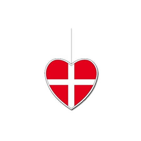 3x Denmark hang decoration heart 14 cm