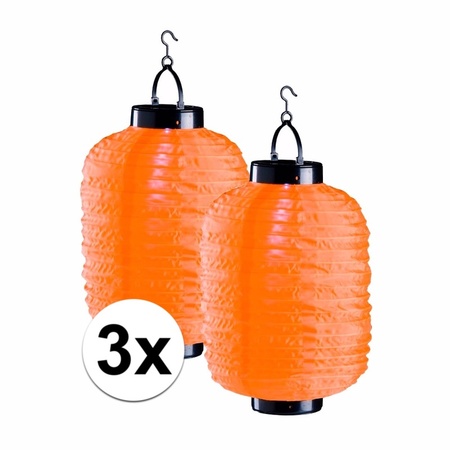 3x orange solar lampion lanterns 35 cm