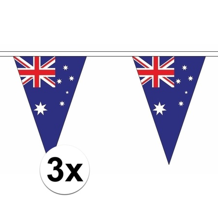 3x Australie decoratie vlaggenlijn 5 meter