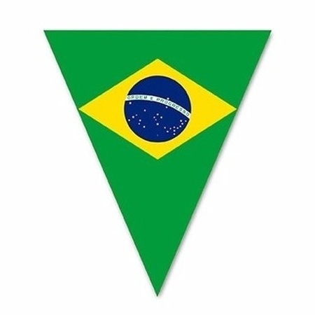 3x Versiering Brazilie vlaggenlijn/vlaggetjes 5 meter