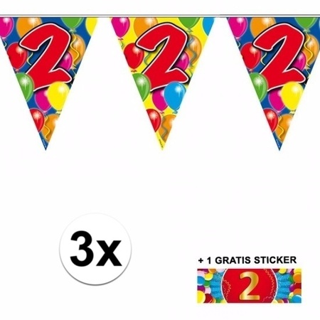 3x Vlaggenlijnen 10 meter 2 jaar met free sticker