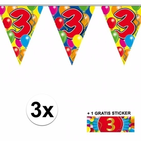 3x Vlaggenlijnen 10 meter 3 jaar met free sticker